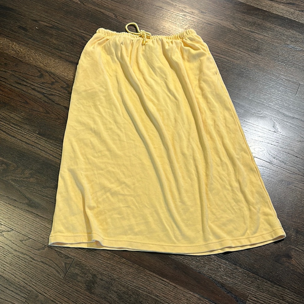 All American Comfort Yellow Skirt Midi Large L EUC Drawstring